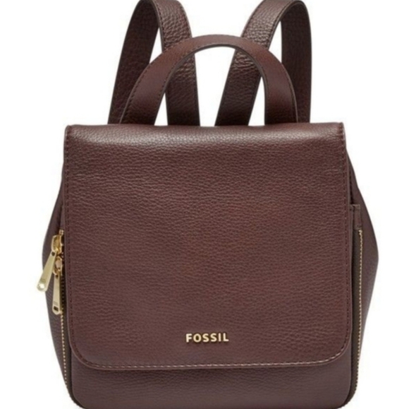 Fossil Preston Mini Backpack Brown Pebbled Leather Gold Hardware - Picture 14 of 14